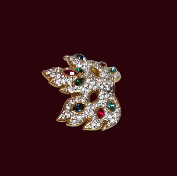 Swarovski Crystal Mardi Gras Mask Brooch, In Box - Picture 2 of 7